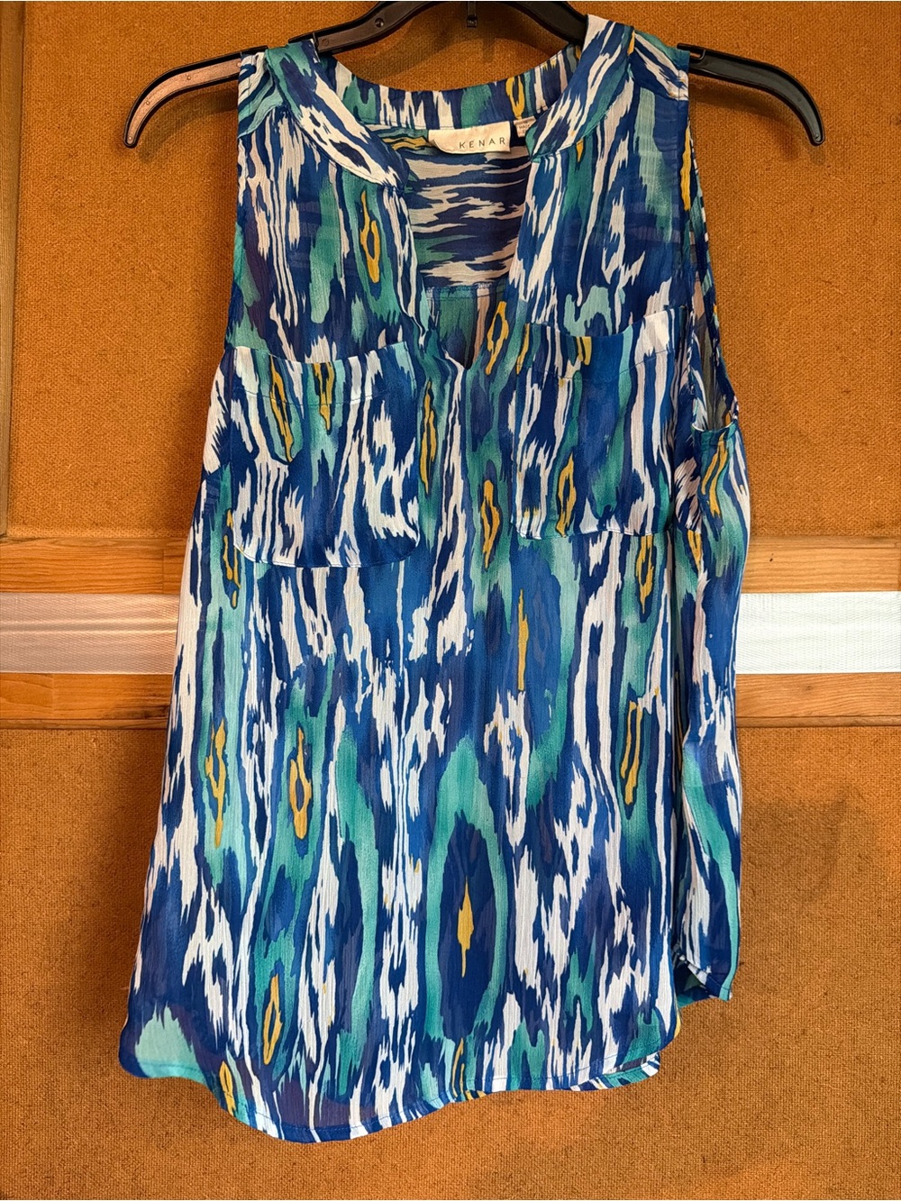 Kenar Blue Teal Abstract Print Sleeveless Camisole